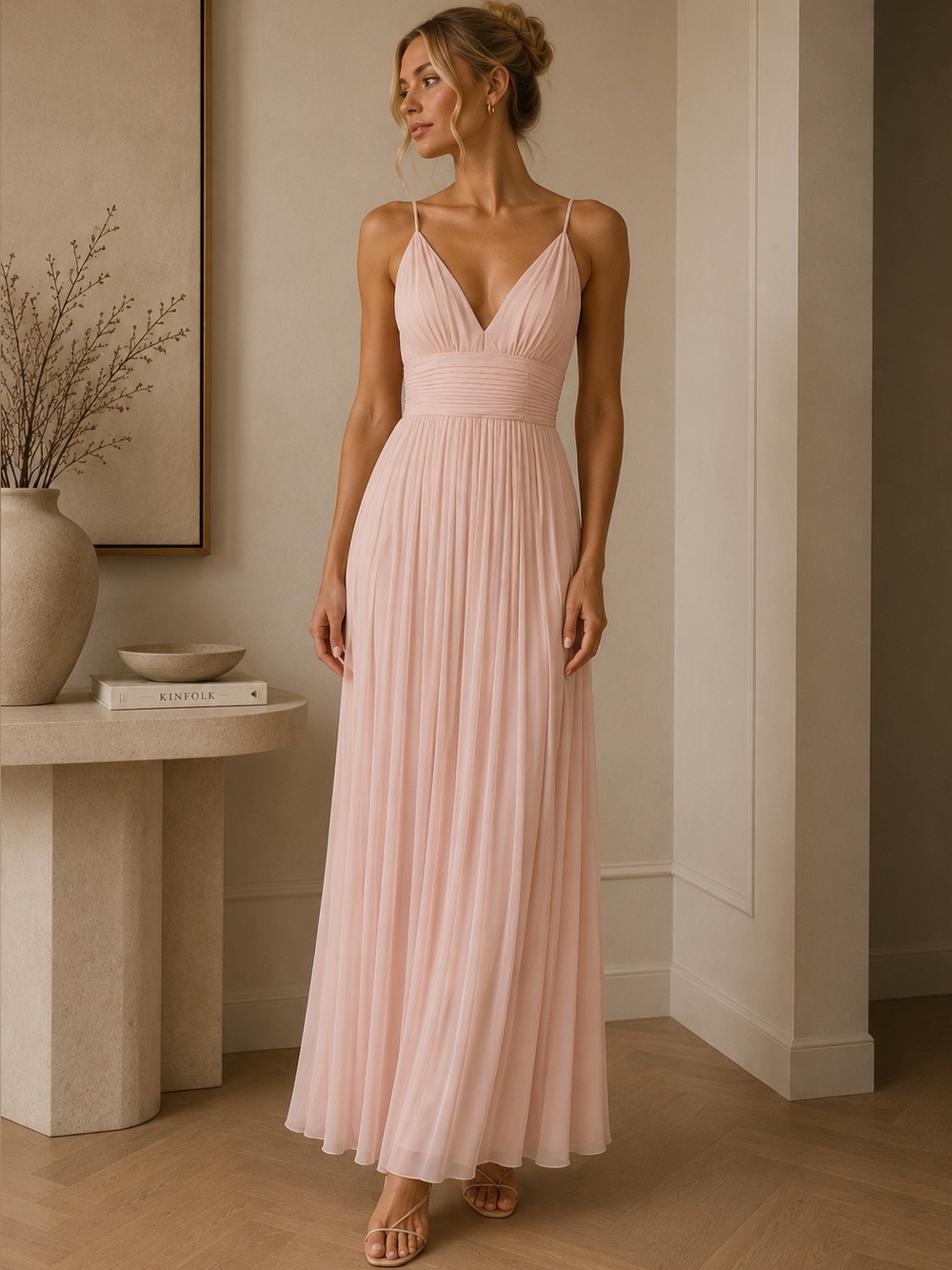 Crystal Doll Pink Blush Chiffon Gown Prom